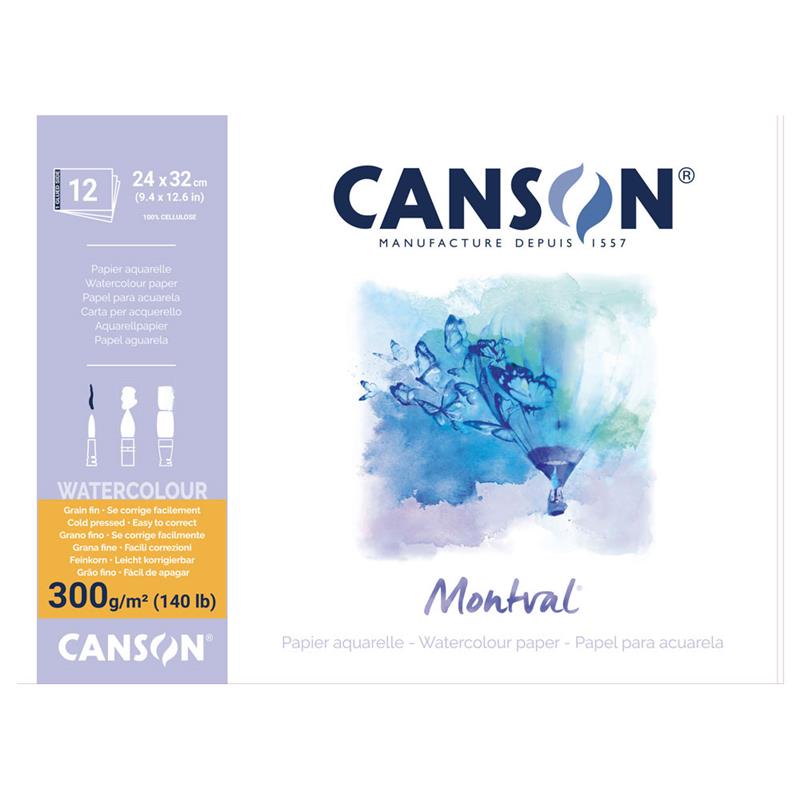 CANSON キャンソン モンバル 水彩紙 300g/m2 中目 F4サイズ 24×32cm 天のりパッド