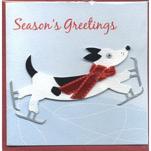 MeriMeri クリスマス グリーティングカード skating dog
