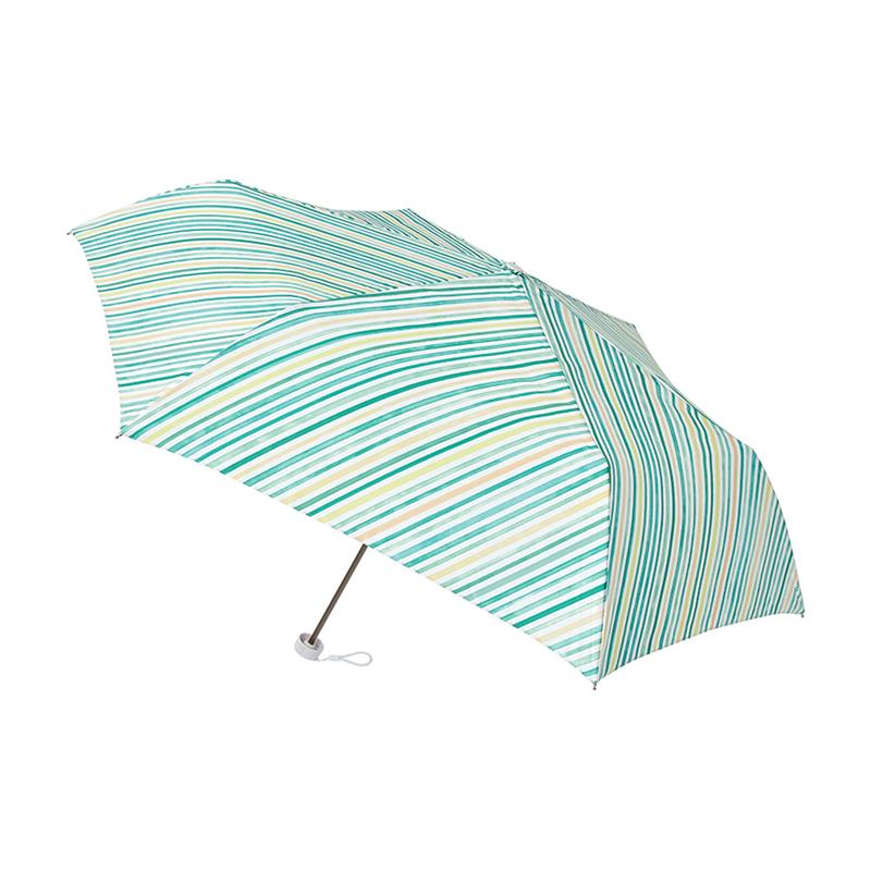 折りたたみ傘 estaa 晴雨兼用 大きめ 水彩マルチストライプ ライトグリーン