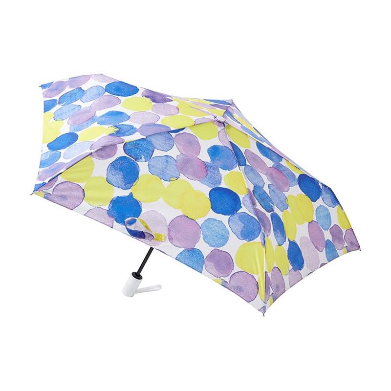 折りたたみ傘 estaa 自動開閉傘 晴雨兼用 水彩ドット パープル
