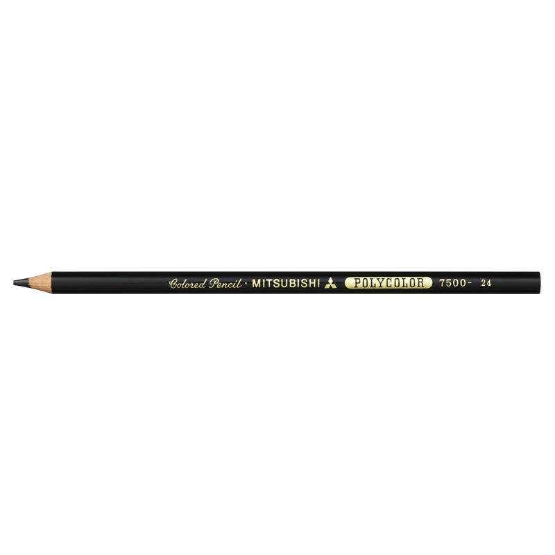 三菱鉛筆 ポリカラー 色鉛筆 7500 くろ 12本 (1ダース)