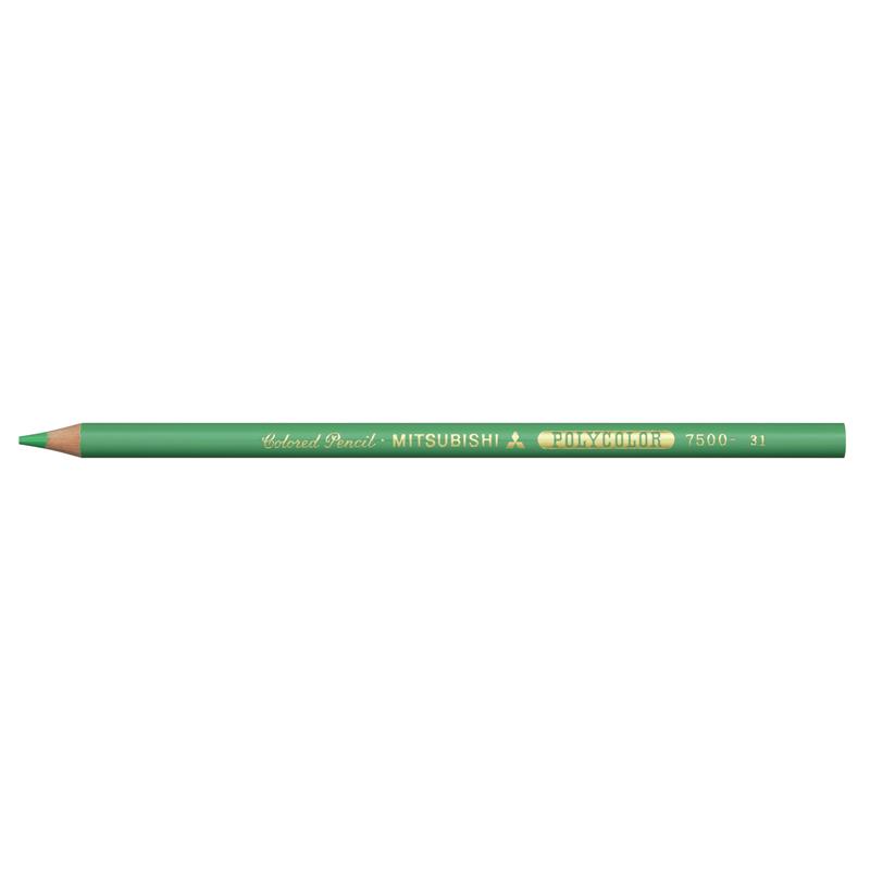 三菱鉛筆 ポリカラー 色鉛筆 7500 エメラルドいろ 12本 (1ダース)