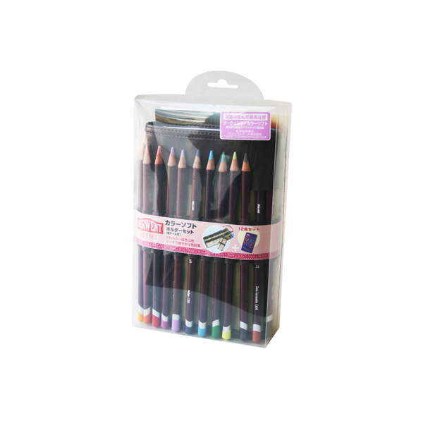 DERWENT ダーウェント 色鉛筆 カラーソフト ホルダーセット (12色セット+ペンシルホルダー) 【廃番】