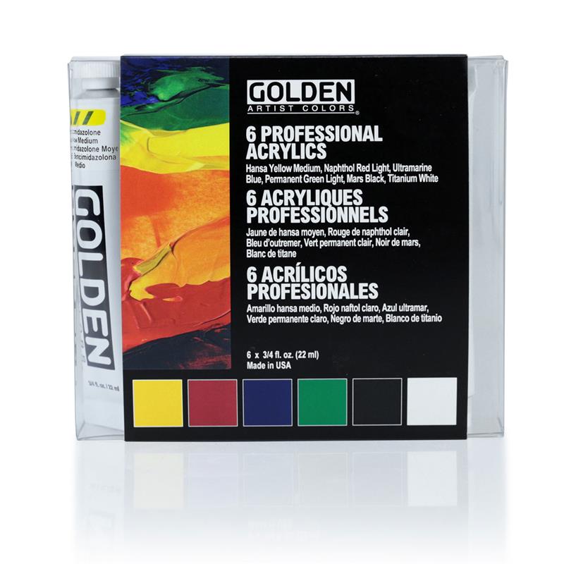 ゴールデン GOLDEN 高粘度アクリル樹脂絵具 GHB 22ml 074 イントロダクトリー 6色セット