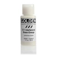 ゴールデン GOLDEN フルイド 低粘度アクリル樹脂絵具 GFL 30ml 2485 インタフェレンス グリーン／オレンジ