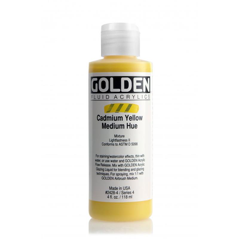 ゴールデン GOLDEN フルイド 低粘度アクリル樹脂絵具 GFL 118ml 2428 カドミウム イエロー ミディアム ヒュー