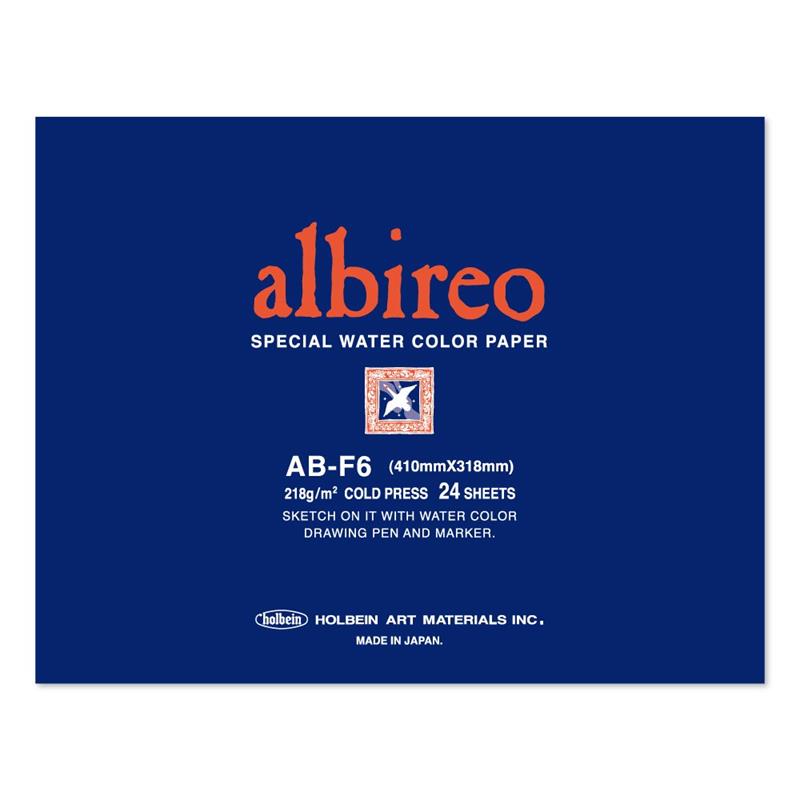 albireo アルビレオ 水彩紙 100％ パルプ 218g/m2 中目 ブロック F6 (410×318mm) 24枚とじ AB-F6