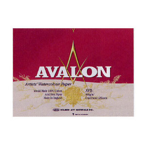 AVALON アヴァロン 水彩紙 コットン100％ 300g/m2 中目 ブロック SM (227×158mm) 12枚とじ AVB-SM