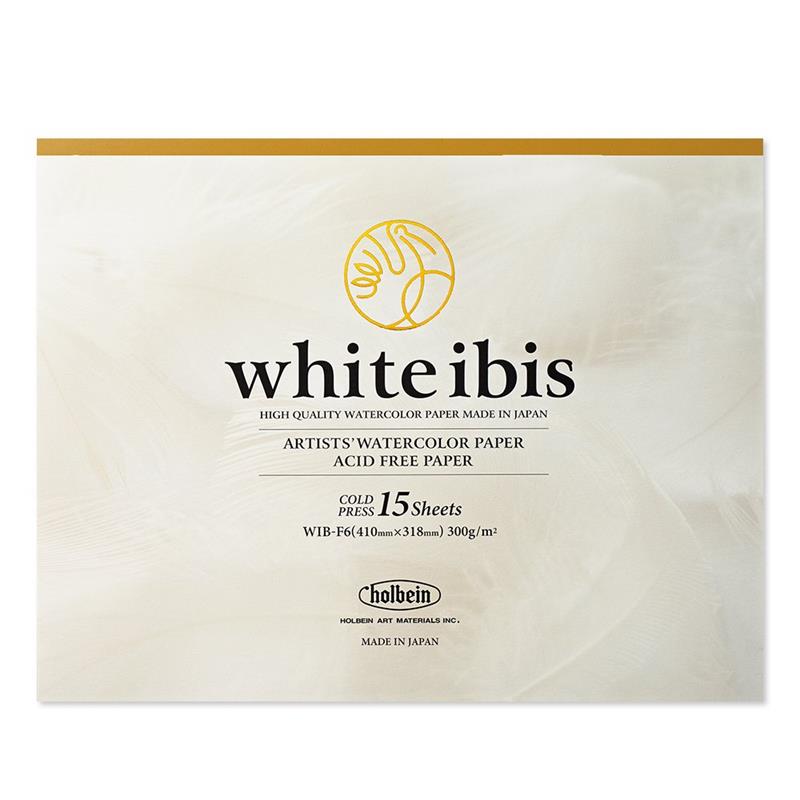 white ibis ホワイトアイビス 水彩紙 コットン・パルプ 300g/m2 中目 ブロック F6 (410×318mm) 15枚とじ WIB-F6
