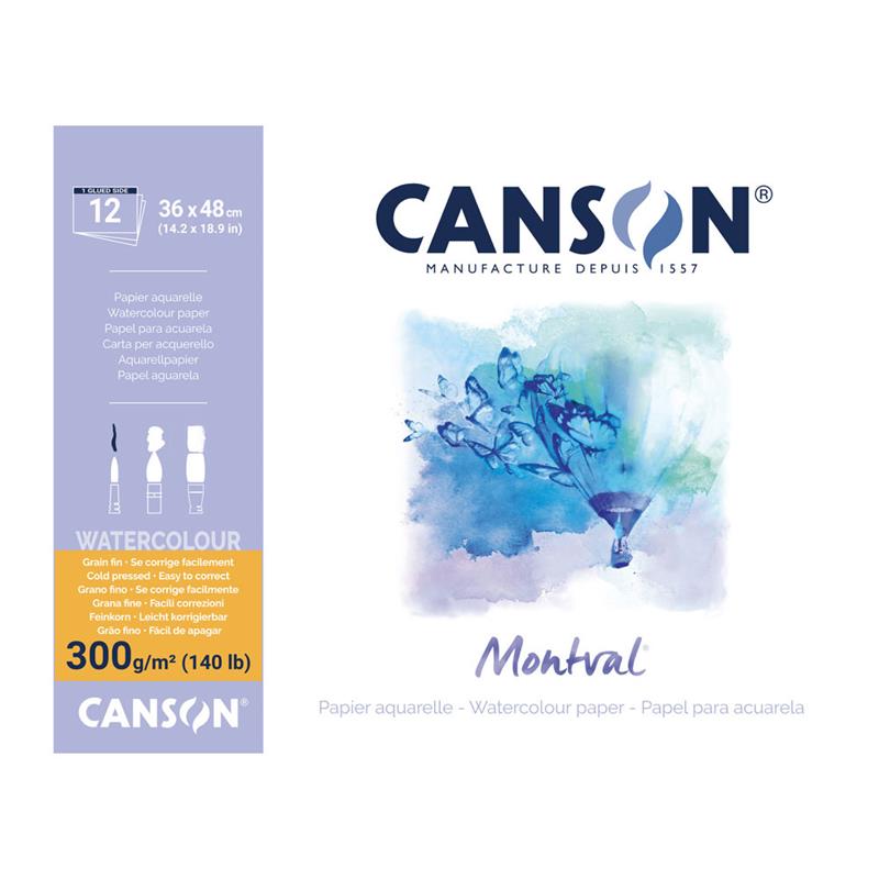 CANSON キャンソン モンバル 水彩紙 300g/m2 中目 B3サイズ 36×48cm 天のりパッド