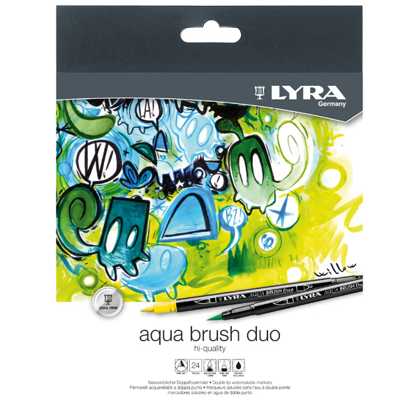 Lyra リラ・アクア・ブラッシュ・デュオ ツインタイプ筆マーカー 水溶性 24色セット L6521240