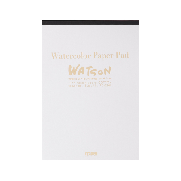 ミューズ 水彩紙 ホワイトワトソンパッド 190g （厚口）F6サイズ 15枚綴り PD-6206