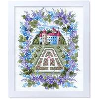 オリムパス製絲 クロスステッチ 刺繍キット オノエ･メグミ フラワーガーデン 花の咲く風景 額 ライラックのお城