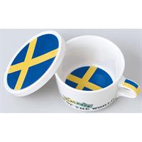 小倉陶器 フラッグカフェ フタ付マグカップ スウェーデン