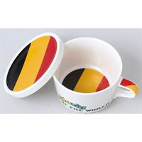 小倉陶器 フラッグカフェ フタ付マグカップ ベルギー