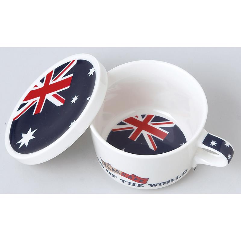 小倉陶器 フラッグカフェ フタ付マグカップ オーストラリア