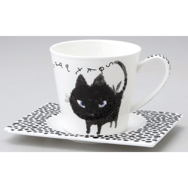 小倉陶器 BLACK CAT コーヒー碗皿