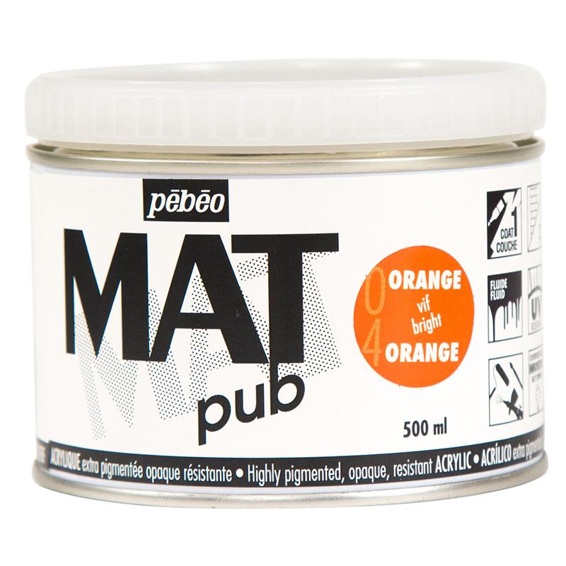 pebeo マットピュブ 水性アクリルペイント 500ml ブライトオレンジ