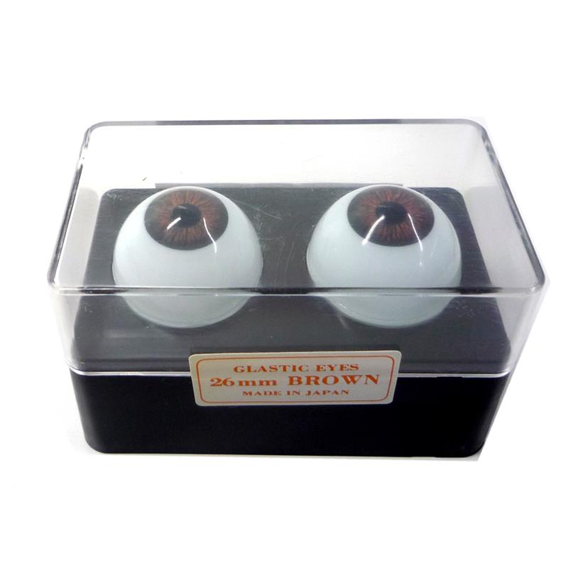 ビスクアイ グラスチック 茶26mm 白目部分含む UV ※人形の目
