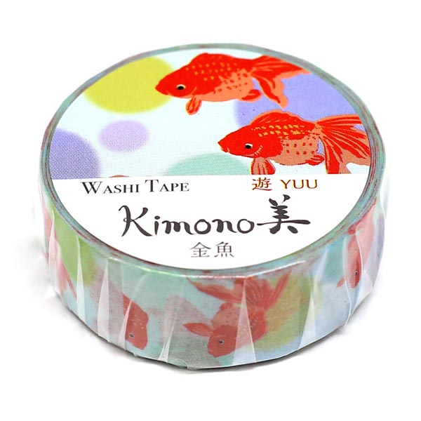 kimono美 和紙マスキングテープ レトロモダンタイプ 金魚 15mm×7m巻 GR-2001