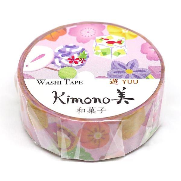 kimono美 和紙マスキングテープ レトロモダンタイプ 和菓子 15mm×7m巻 GR-2003