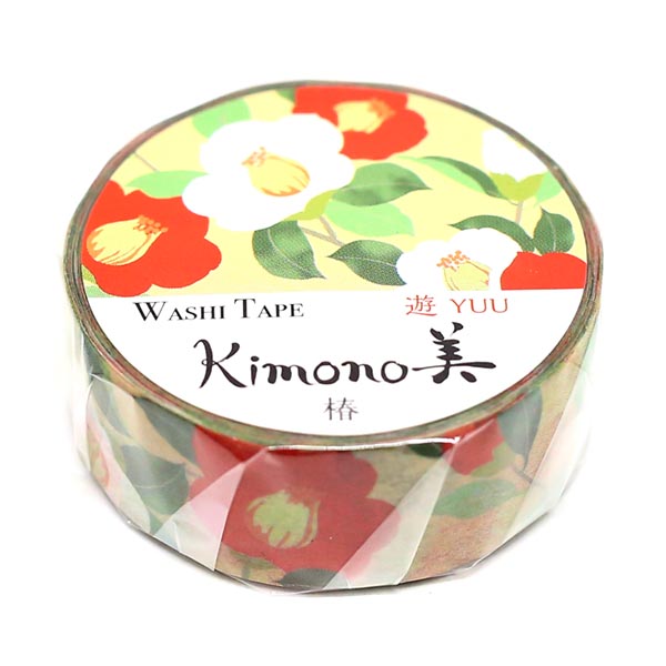 kimono美 和紙マスキングテープ レトロモダンタイプ 椿 15mm×7m巻 GR-2005