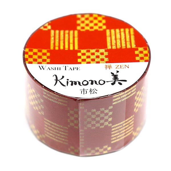 kimono美 和紙マスキングテープ 粋タイプ 市松 25mm×5m巻 金箔 GR-3004