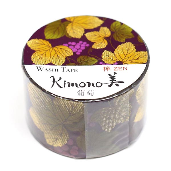 kimono美 和紙マスキングテープ 粋タイプ 葡萄 25mm×5m巻 金箔 GR-3006