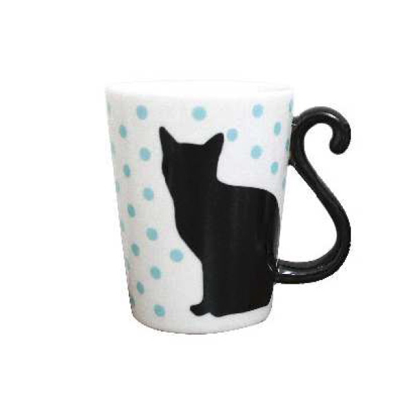 マグカップ 陶器 ツインマグ 黒猫/ドット BL (単品)