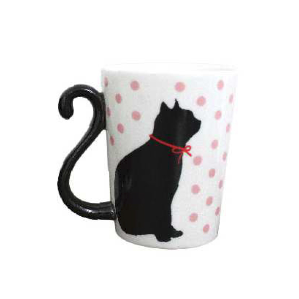 マグカップ 陶器 ツインマグ 黒猫/ドット PK (単品)