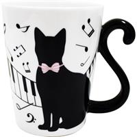 マグカップ 単品 黒猫/ピアノ メス