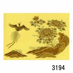 蒔絵シール [No.3194] 牡丹に鶴