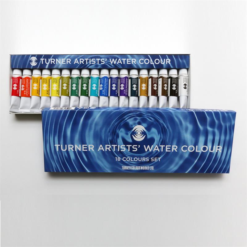 ターナー アーティストウォーターカラー専門家用透明水彩絵具 18色セット