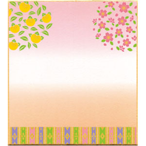 型染め寸松庵(121×136mm) 桜と橘