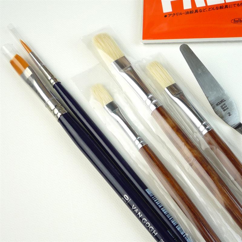 新品 未使用 ペイントブラシ 画材筆 ナイロン 12本 油絵筆 刷毛 平型筆