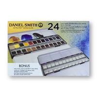 ダニエルスミス 固形 水彩絵具 ハーフパン 24色セット メタルケース・空容器24個付