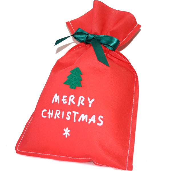 プレゼント用 クリスマス不織布バッグ 赤 Lサイズ（410×700mm）